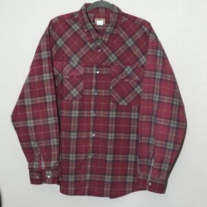 Haband Shirt‎ Mens XL Red Plaid Pearl Snap Western Cowboy Rodeo